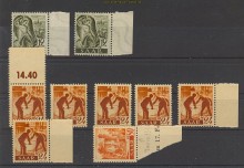Saarland 5 Plattenfehler 9 Marken postfrisch (21775)