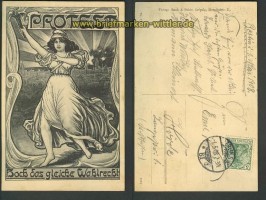 Frauenwahlrecht sw-AK Protest Hoch das gleiche Wahlrecht 1908 (d3498)