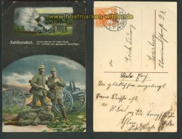 Artillerielied farb-AK Ahlen 8.8.1918 (d3570)