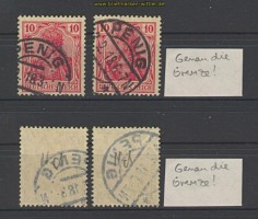 dt. Reich Mi # 86 II c/d Grenze 2 Marken gestempelt gepr�ft(23799)