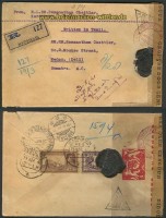 Indien Auslands-R-Brief Doppelzensur 1941 Sumatra  (24203)