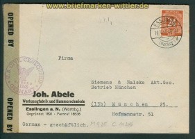 all. Besetz. Gemeinschaftsausgaben Zensurbrief 1946 (26152)