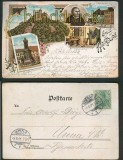 Gruss von der Wartburg farb-Litho-AK 5 Ansichten 1901 (d5391)