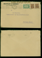 dt. Reich Mi # 249 I MiF mit 2 x 208 P Fernbrief Plattenfehler (57815)
