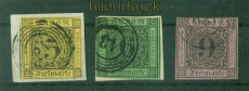 Baden Mi #  2, 3 und 4 gestempelt 3 Marken mit Nummernstempeln (58468)