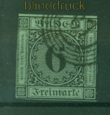 Baden Mi #  3 a gestempelt 6 Kreuzer Nummernstempel 87 (58469)