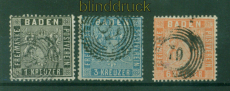 Baden Mi #  9/11 gestempelt 3 Marken mit Nummernstempeln geprft BPP (58472)