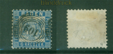 Baden Mi # 19 b gestempelt 6 Kreuzer Hintergrund wei Zhnung K 10 (58476)