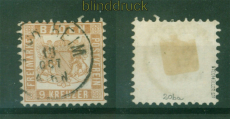 Baden Mi # 20 ba gestempelt 9 Kreuzer fahlbraun geprft Stegmller BPP (58478)