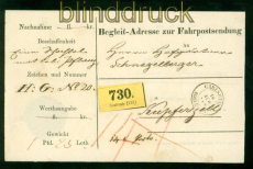 Baden Carlsruhe Begleitadresse zur Fahrpostsendung 18.8.1860 n Kupferzell(58488)