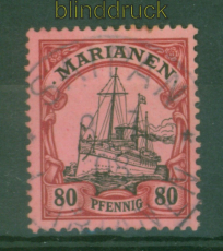 Marianen Mi # 15 gestempelt 80 Pfennig Schiffszeichnung (58284)