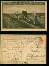 dt. Reich Mi #  98 EF AK Deutsches Mdchen sorgt fr Brot Durchhalten 1917(58397