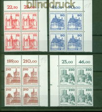 Berlin Mi # 587/90 Burgen & Schlsser postfrische Eckrand-4er-Blcke  (58241)