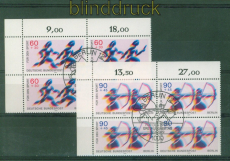 Berlin Mi # 596/97 Sonderstempel Eckrand-4er-Block oben links Sporthilfe (58247)
