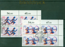 Berlin Mi # 596/97 Sonderstempel Eckrand-4er-Block oben rechts Sporthilfe(58248)