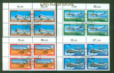 Berlin Mi # 617/20 gestempelte Eckrand-4er-Blcke Jugend 1980 Flugzeuge (58249)