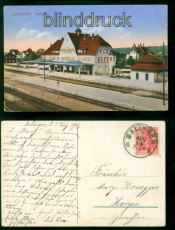 Balingen farb-AK Bahnhof 7.8.1914 nach Horgen in der Schweiz  (d10376)