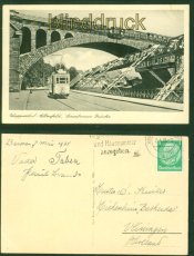 Wuppertal Elberfeld sw-AK Sonnborner Brcke mit 3 Bahnen 1935 nach Holland(10381