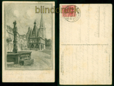 Michelstadt sw-AK Rathaus mit Kirche und Brunnen 1921 nach Chemnitz (d10382)