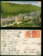 Gablonz a. N. farb-AK Partie in Brandl mit Bahnhof 1925 nach Leipzig (d10403)