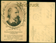 Emanuel Geibel sw-AK 100. Geburtstag 1915 nach Wendorf (d10404)