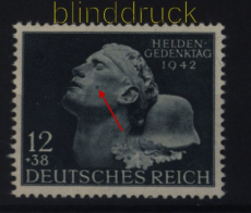 dt. Reich Mi # 812 V postfrisch Plattenfehler Muttermal (53036)