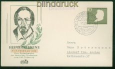 Bund Mi #  229 Heinrich Heine auf gelaufenen Fidacos Ersttagsbrief FDC (51328)