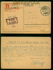 dt. Reich Gebhr bezahlt Chemnitz 1923 auf Auslands-R-PostKarte nach Prag(58201)