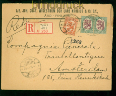 Finnland Mi # 131 und 132 (2) MiF Auslands-R-Brief Turku 26.7.1926 (58154)