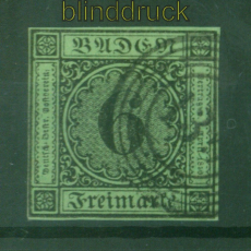 Baden Mi #  6 gestempelt 6 Kreuzer Nummernstempel 135 (58109)