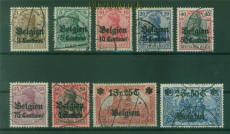 dt. Besetzung 1. WK Landespost Belgien Mi # 1/9 gestempelt Aufdrucksatz (58112)