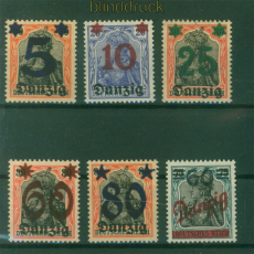 Danzig Mi #  16/20 und # 72  postfrisch Schrgaufdrucksatz (58125)