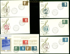 Bund Mi # Block  2 und EZM auf 6 Ersttagsbriefen mit Ssonderstempel (57980)