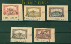 Fiume Mi #  21/25 gestempelt auf Briefstck Aufdruckmarken (58027)