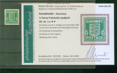 dt. Besetzung 2. WK Guernsey Mi # 1 a postfrisch Kurzbefund Brunel (58739)