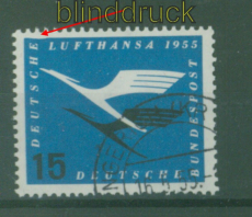 Bund Mi #  207 I gestempelt 15 Pfg. Lufthansa Plattenfehler (58797)