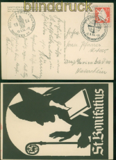 Bund Mi #  199 Bonifatius-Sonderkarte mit 3 verschiedenen Stempeln (58796)