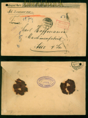 dt. Reich Gebhr bezahlt Leipzig 18.10.1923 auf Wertbrief nach Aue (58203)