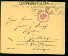 dt. Reich Feldpost 1. WK Belgien Milir-Eisenbahn-Direktion Charleroy 1915(58225