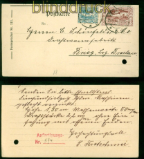 Oberschlesien Mi # 18 und # 26 MiF Postkarte Oberglogau 28.5.1922 n Brieg(57706)