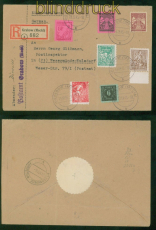 SBZ MI # 23/25 a, 8 x, 11, 16 + 17 MiF R-Brief Grabow 13.12.1945 geprft (58624)