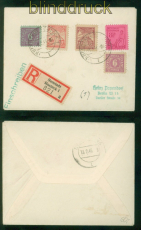 SBZ MI # 9, 10, 11 17 und 18 MiF R-Brief Rostock 8.2.1946 nach Berlin (58628)