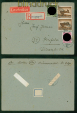 dt. Reich Mi # 785, 794 + 873 (2) MiF R-Brief Neumarkt 27.12.1944 n Krefe(58614)