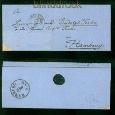 Sachsen markenloser Brief aus Leipzig 25.6.1861 nach Hamburg Bahnpost (58356)