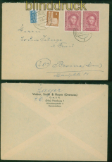 Bund Mi #  117 (2) + # 74 eg MiF Fernbrief Hamburg 12.3.1950 nach Brome (58663)