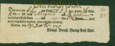 Preussen Einlieferungsschein Wertsendung Stettin Dezember 1790 (58335)