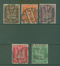 dt. Reich Mi # 210/14 gestempelt Pfg-Werte Holztaube (I) gepr Infla Berlin(58897