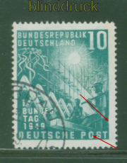 Bund Mi #  111 IV gestempelt Plattenfehler Erffnung des Bundestags (58926)