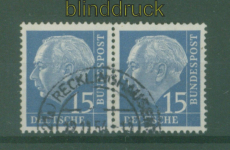 Bund Mi #  184 x gestempelt waagerechtes Paar 15 Pfg. Heuss I (58929)