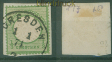 dt. Reich Mi #  17 a gestempelt auf Briefstck 1/3 Groschen gepr Dr. Zill (59073